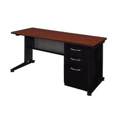 Idabel Dark Brown Wood Desk With Glass Top