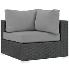 Alaterre Furniture Weston Eucalyptus Wood Outdoor Chair with Gray Cushions