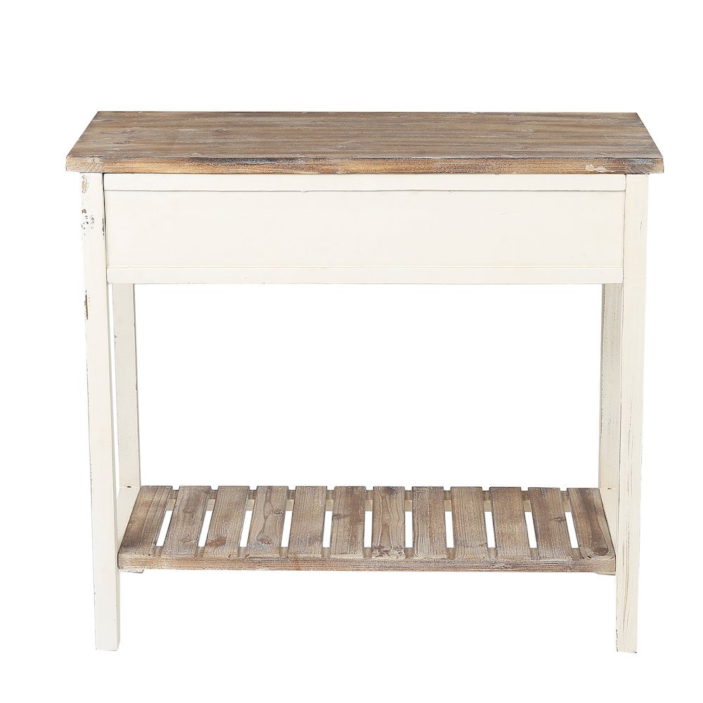 Distressed White and Wood 2-Drawer 1-Shelf Console and Entry Table. Picture 9