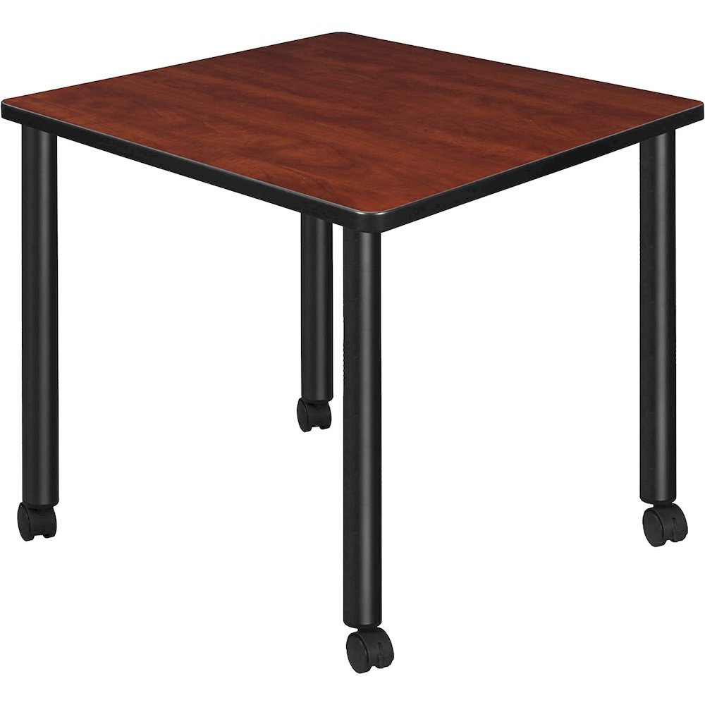 Kee 30" Square Mobile Breakroom Table- Cherry/ Black. Picture 1