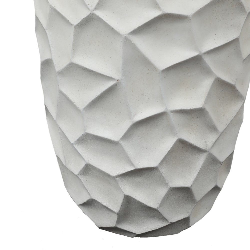 White MgO 22.4in. H White Geometric Pattern Round Tall Planter. Picture 2