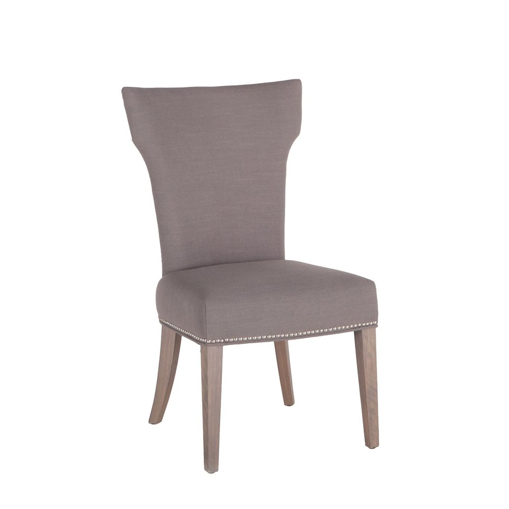 Quincy Warm Gray Linen Dining Chairs, Set of 2. The main picture.