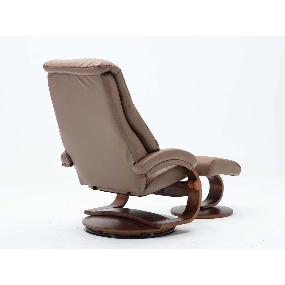 Relax-R™ Montreal Recliner and Ottoman in Sand Top Grain Leather. Picture 5