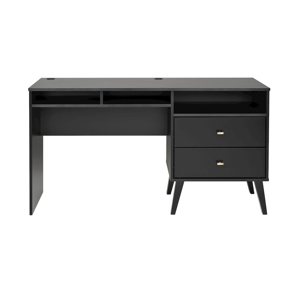 Milo Desk with Side Storage and 2 Drawers, Black. Picture 2