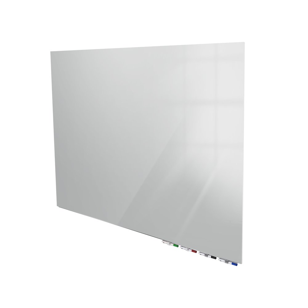 Ghent Aria 4'H x 8'W Magnetic Glass White Board, Gray Surface, Horizontal, 4 Rare Earth Magnets, 4 Markers and Eraser. Picture 1