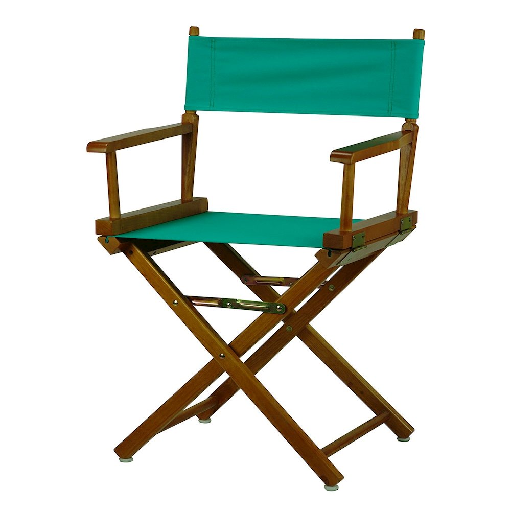 18" Director's Chair Honey Oak Frame-Teal Canvas. Picture 1