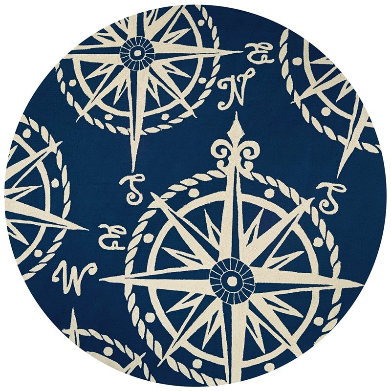 Mariner Area Rug, Navy/Ivory ,Round, 7'10" x 7'10". Picture 1