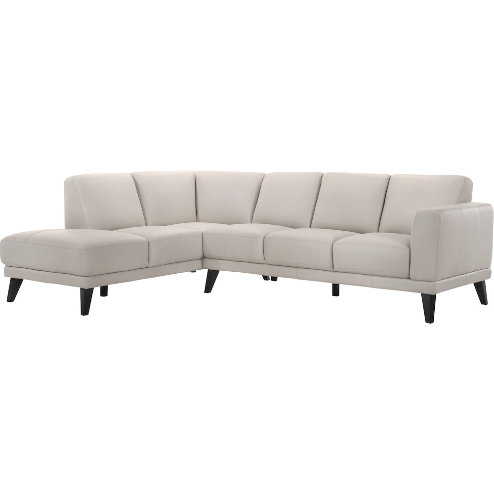 Altamura 2-Piece Leather Right Loveseat and Left Sofa in Mist Gray. Picture 1