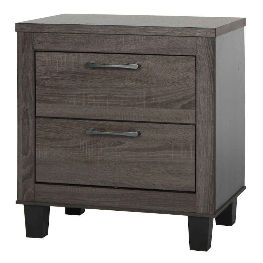 Better Home Products Silver Fox Mid Century Modern 2 Drawer Nightstand in Gray. Picture 5