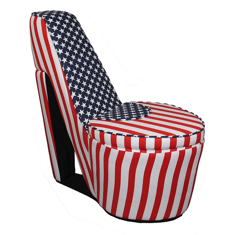 Patriotic Blue Red Stripes High Heels Storage Chair. Picture 1