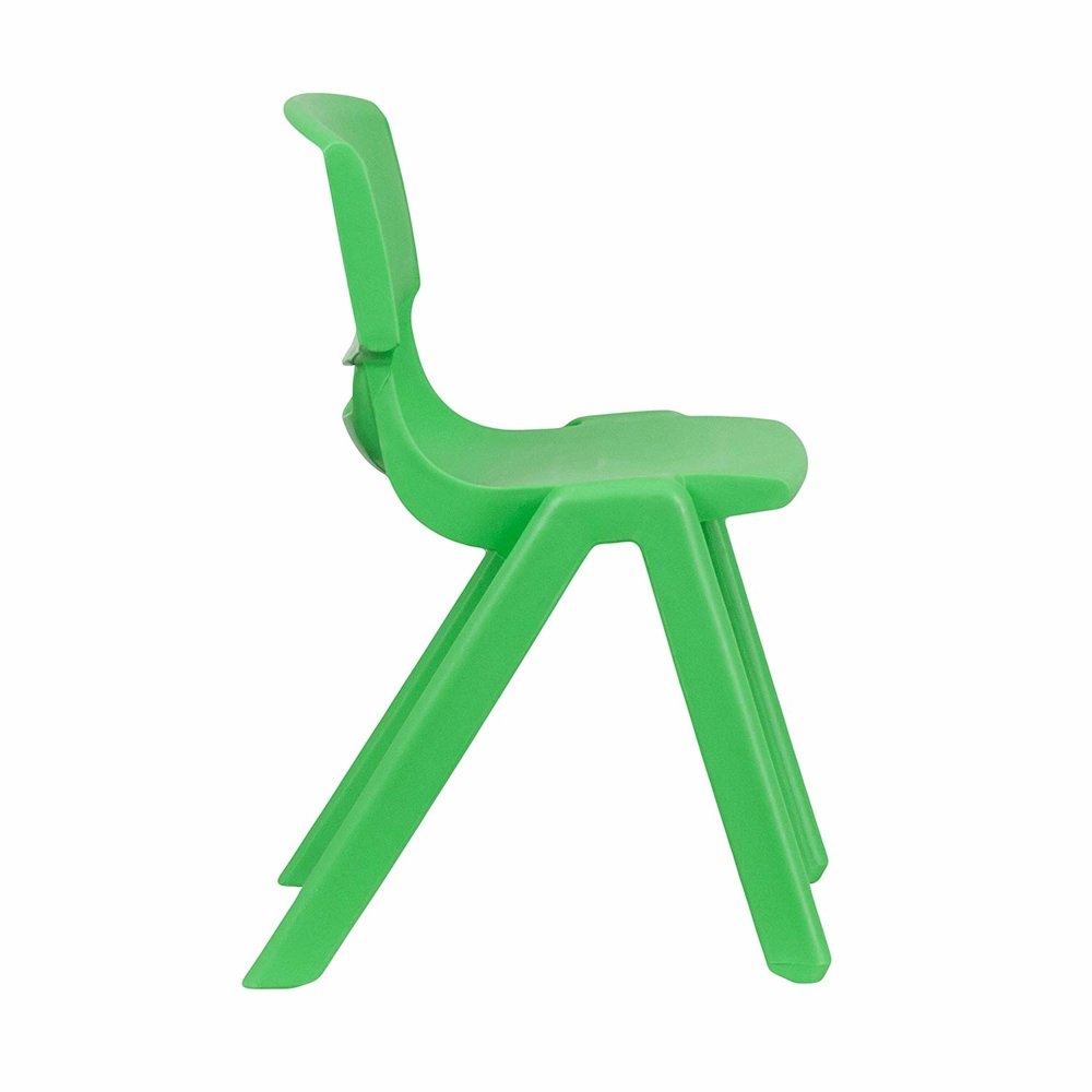 Green Plastic Stackable School Chair with 13.25'' Seat Height pack of 5. Picture 4