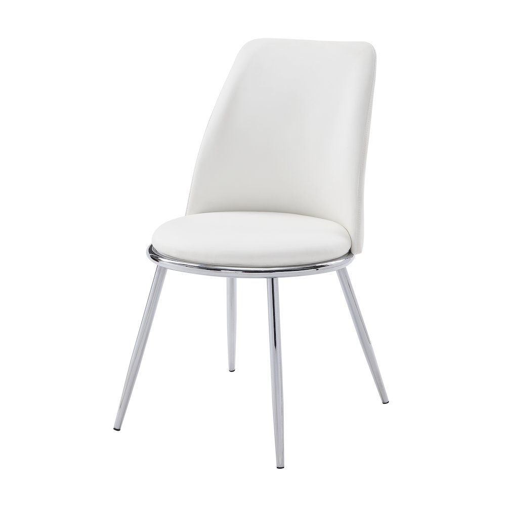 Weizor Side Chair (Set-2), White PU & Chrome (2Pc/1Ctn). Picture 1