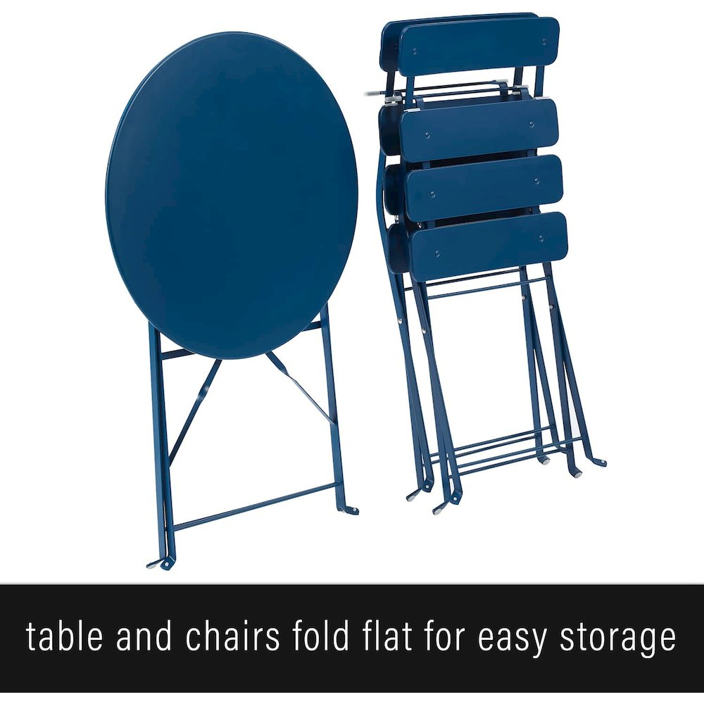 Karlee 3Pc Indoor/Outdoor Metal Bistro Set Navy - Bistro Table & 2 Chairs. Picture 3