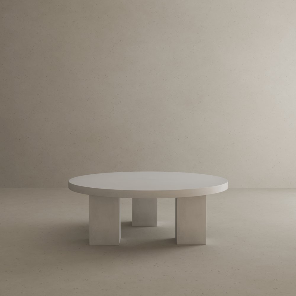 Ella Round Coffee Table Medium In Ivory Concrete. Picture 5