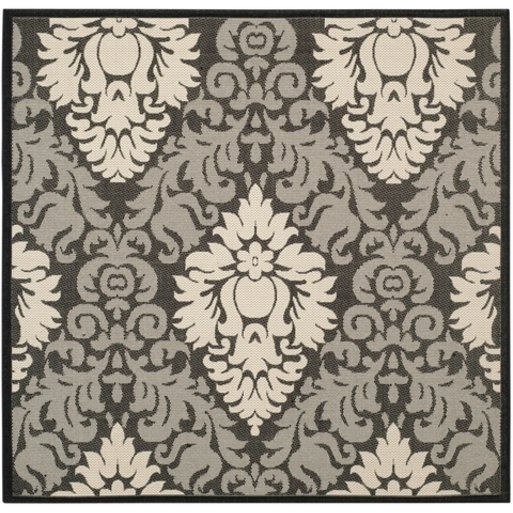 COURTYARD, BLACK / SAND, 7'-10" X 7'-10" Square, Area Rug. Picture 1