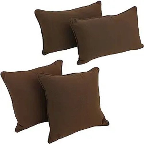 Double-corded Solid Twill Throw Pillows with Inserts (Set of 4). Picture 1