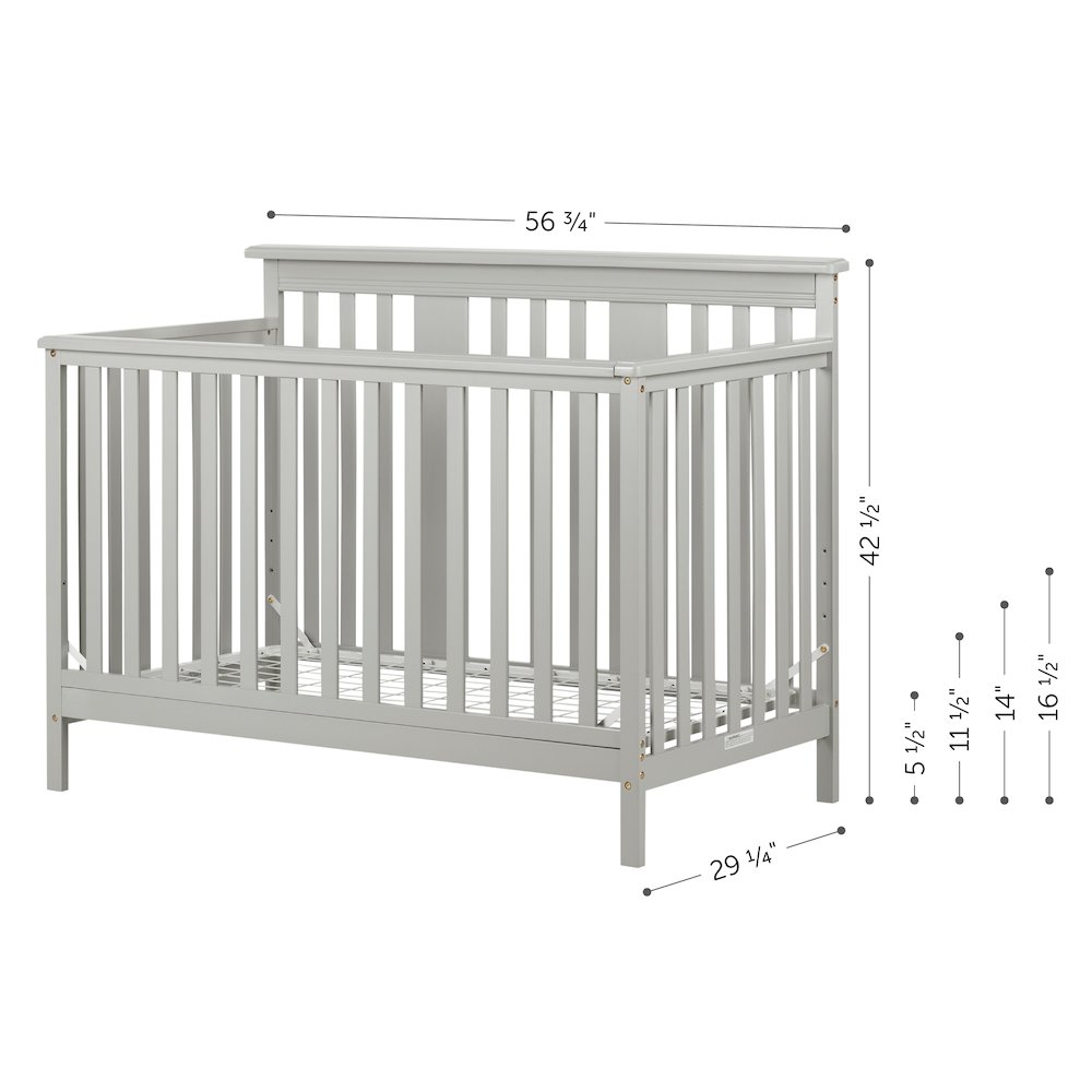 Cotton Candy Baby Crib 4 Heights with Toddler Rail, Soft Gray. Picture 2