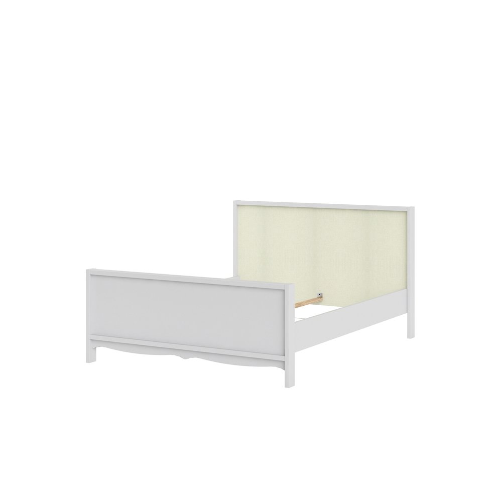 Biscayne Queen Bed with Slat Roll, White/Textile Beige. Picture 3