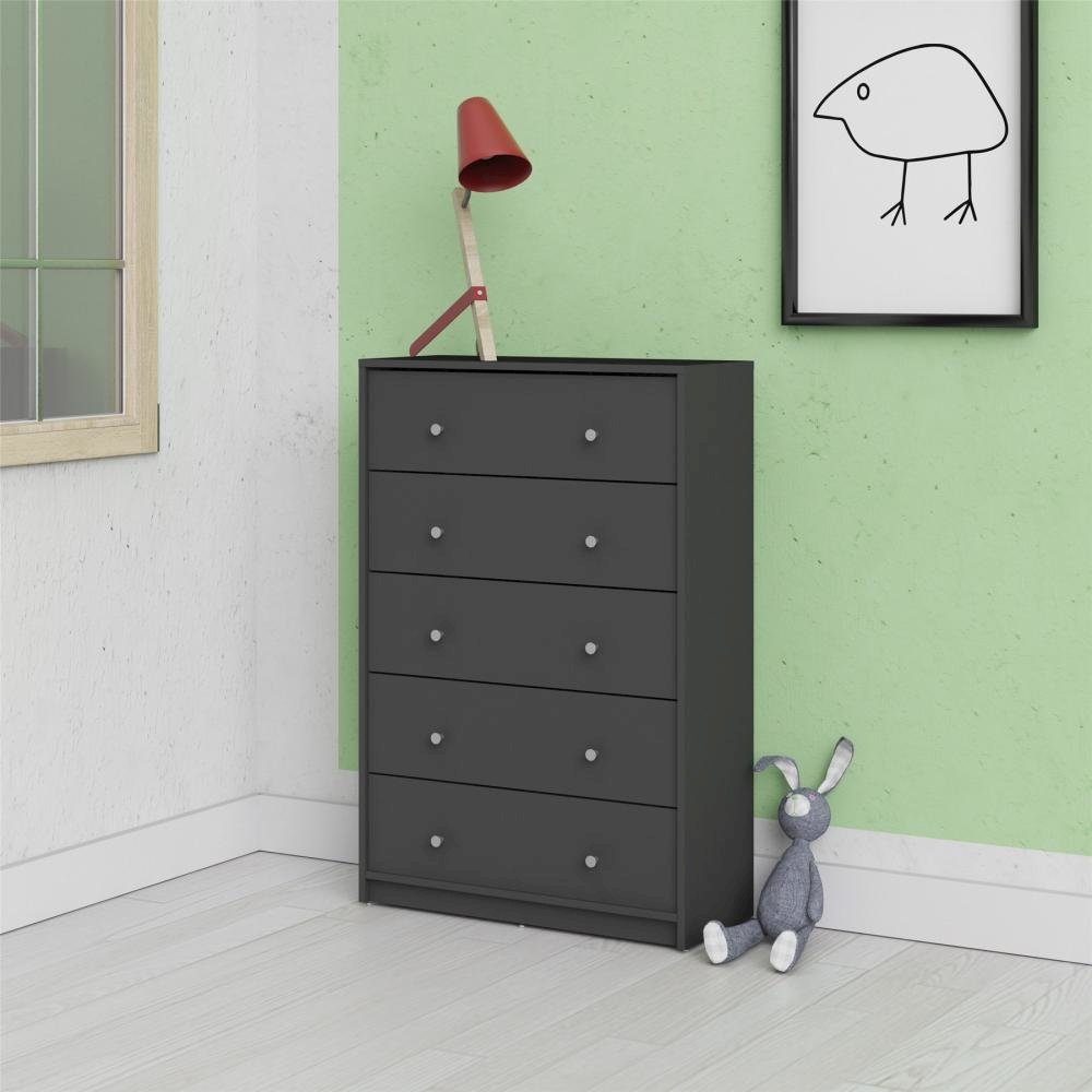 Portland 5 Drawer Chest, Grey. Picture 4