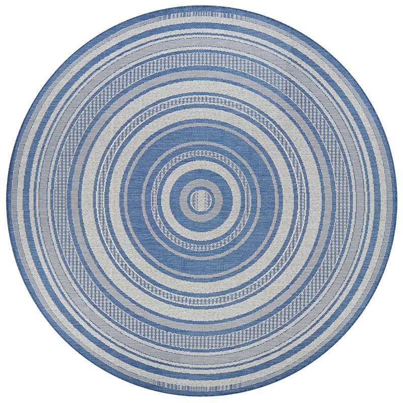 Gazebo Stripe Area Rug, Champ/Blue ,Round, 7'6" x 7'6". Picture 1