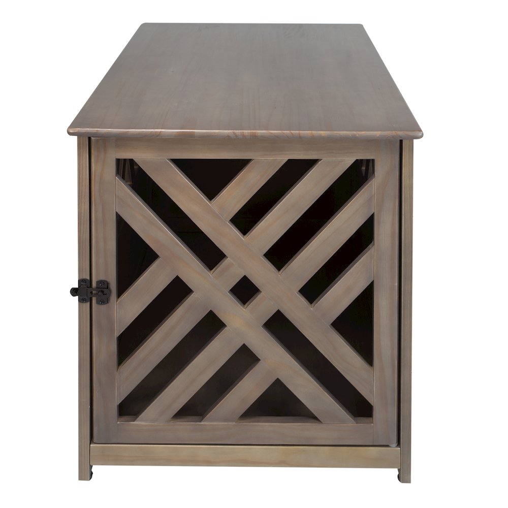 Modern Lattice Wooden Pet Crate End Table. Picture 2