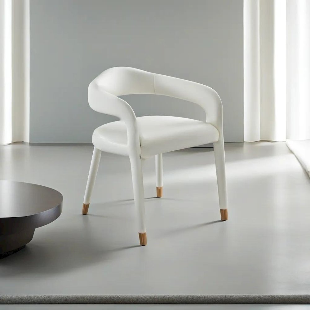 Velvet Upholstered Dining Chair with Gold-Tipped Legs, Belen Kox. Picture 2