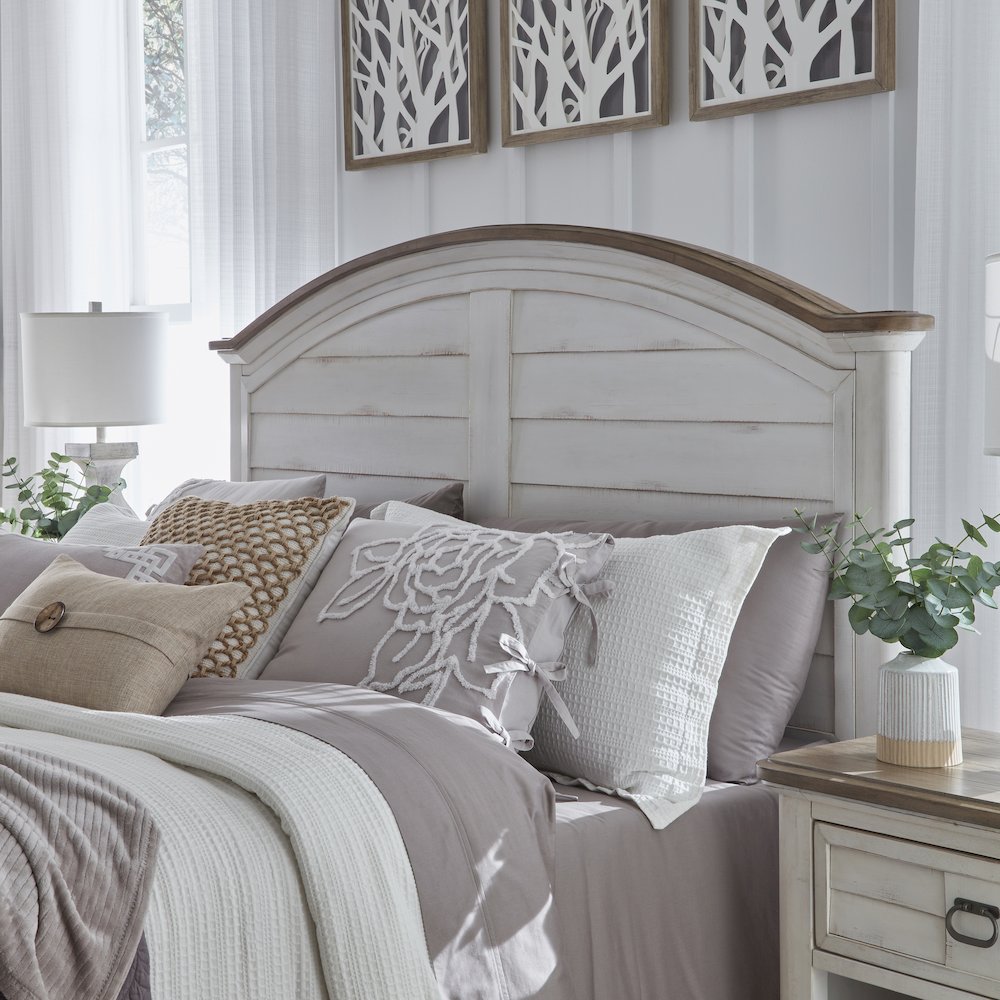 Meadowbrook King Arched Panel Headboard - White-washed. Picture 1