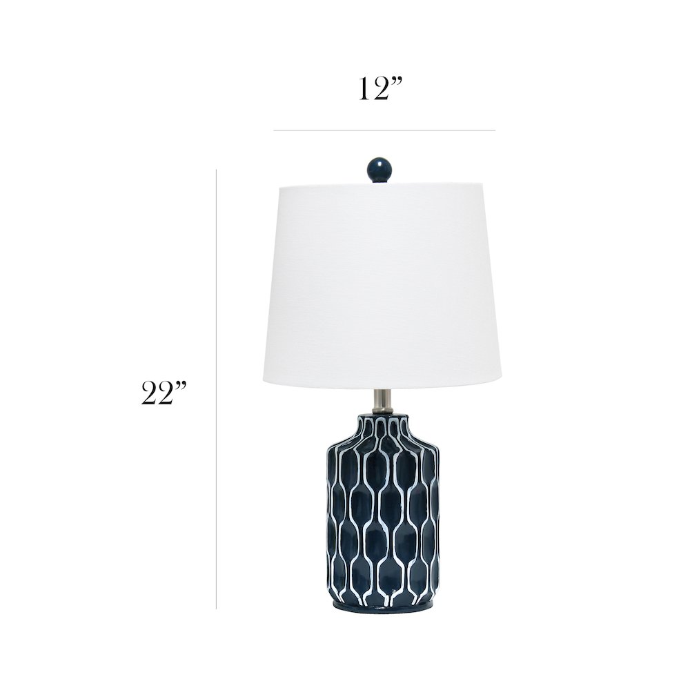 Moroccan Table Lamp with Fabric White Shade, Blue. Picture 10
