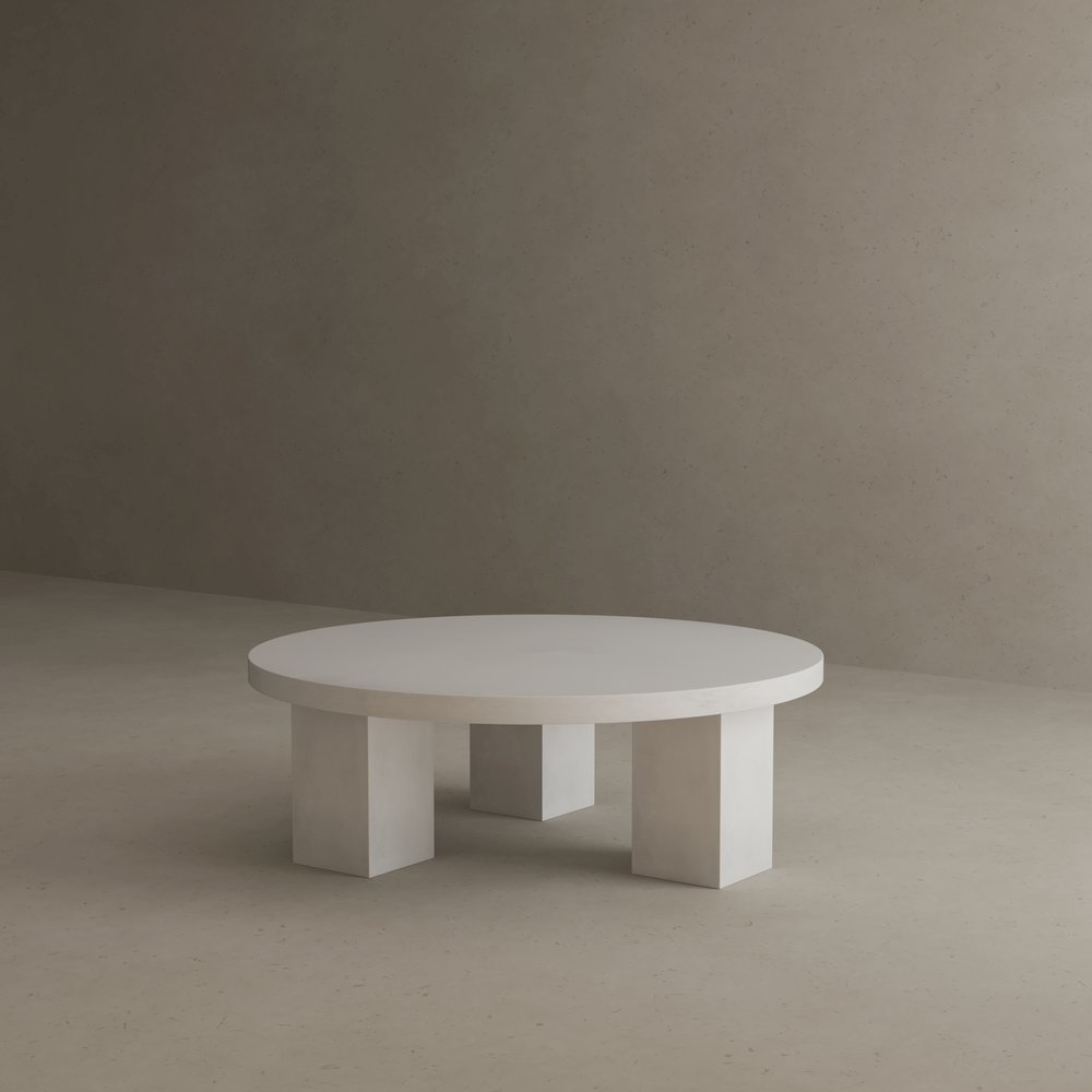 Ella Round Coffee Table Medium In Ivory Concrete. Picture 4