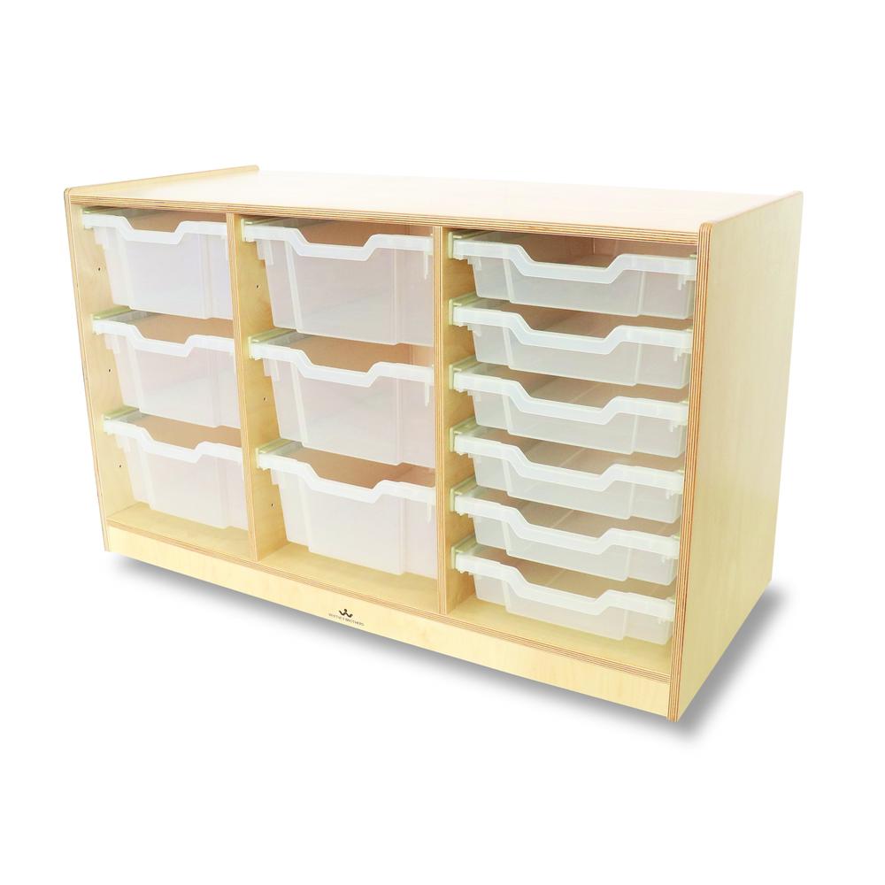 Clear Tray Triple Column Storage Cabinet. Picture 1