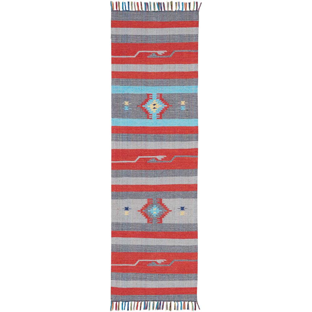 Baja Area Rug, Grey/Red, 2'3" x 7'6". Picture 2