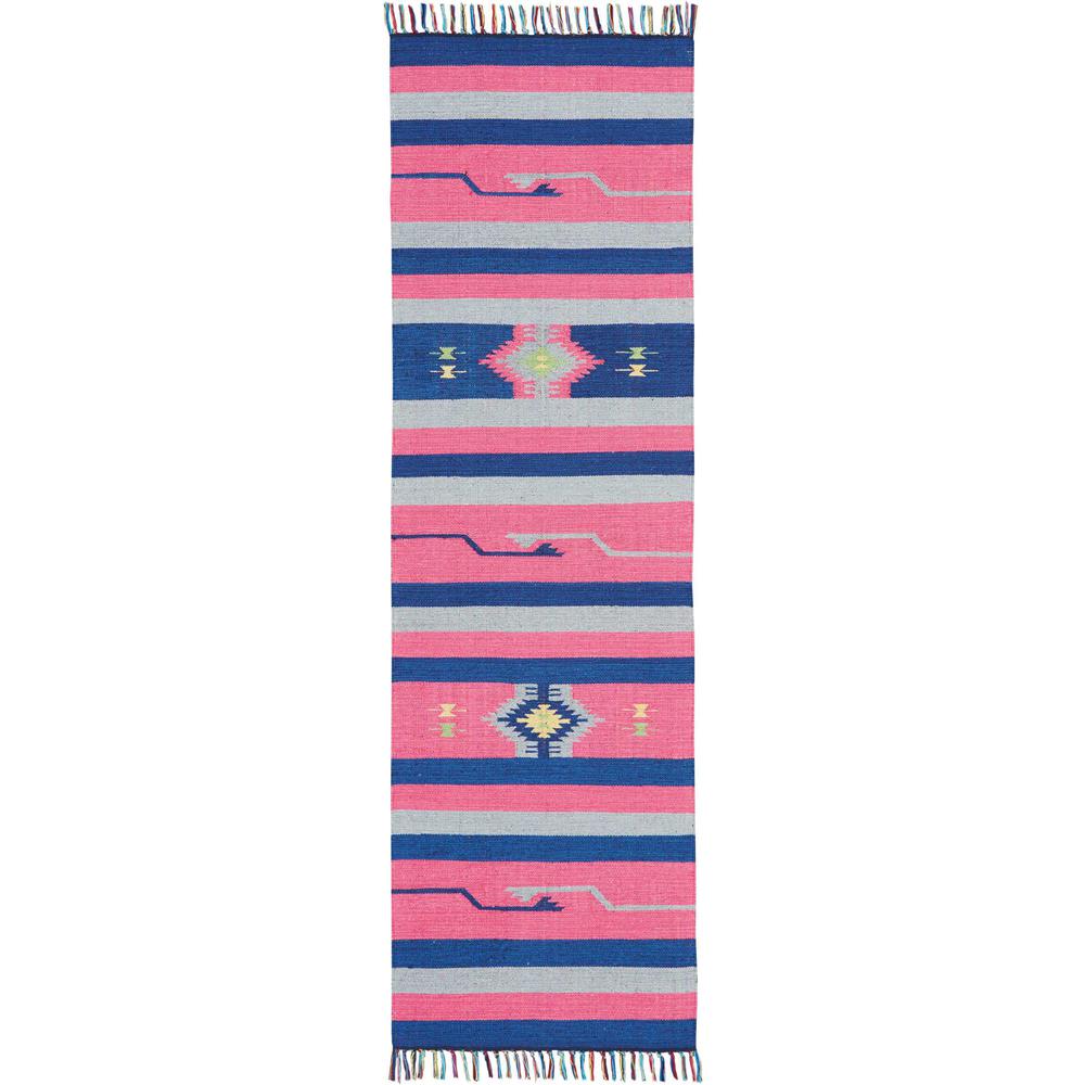 Baja Area Rug, Pink/Blue, 2'3" x 7'6". Picture 2
