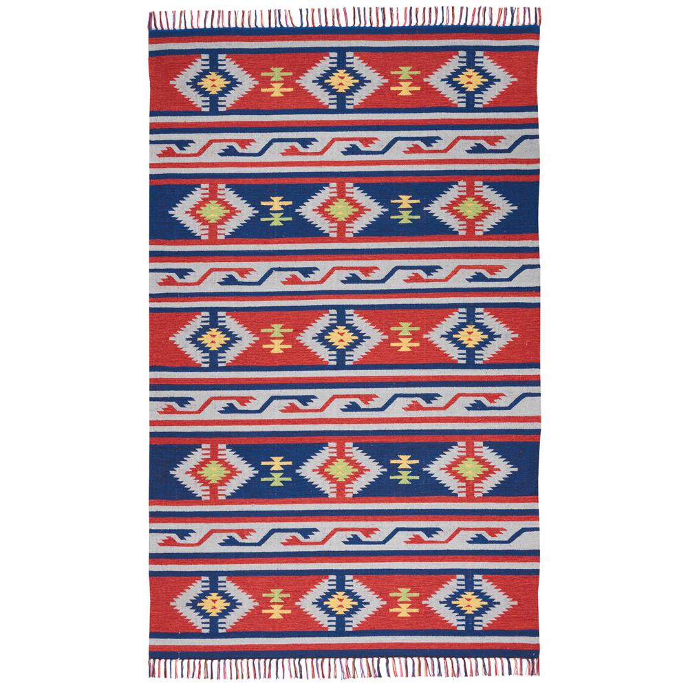 Baja Area Rug, Blue/Red, 3'6" x 5'6". Picture 2