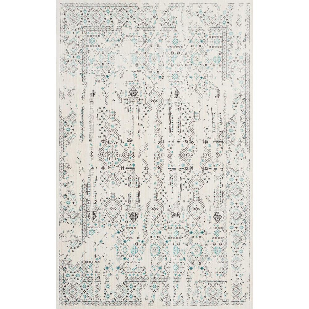 KI34 Silver Screen Area Rug, Ivory/Teal, 4' x 6'. Picture 2