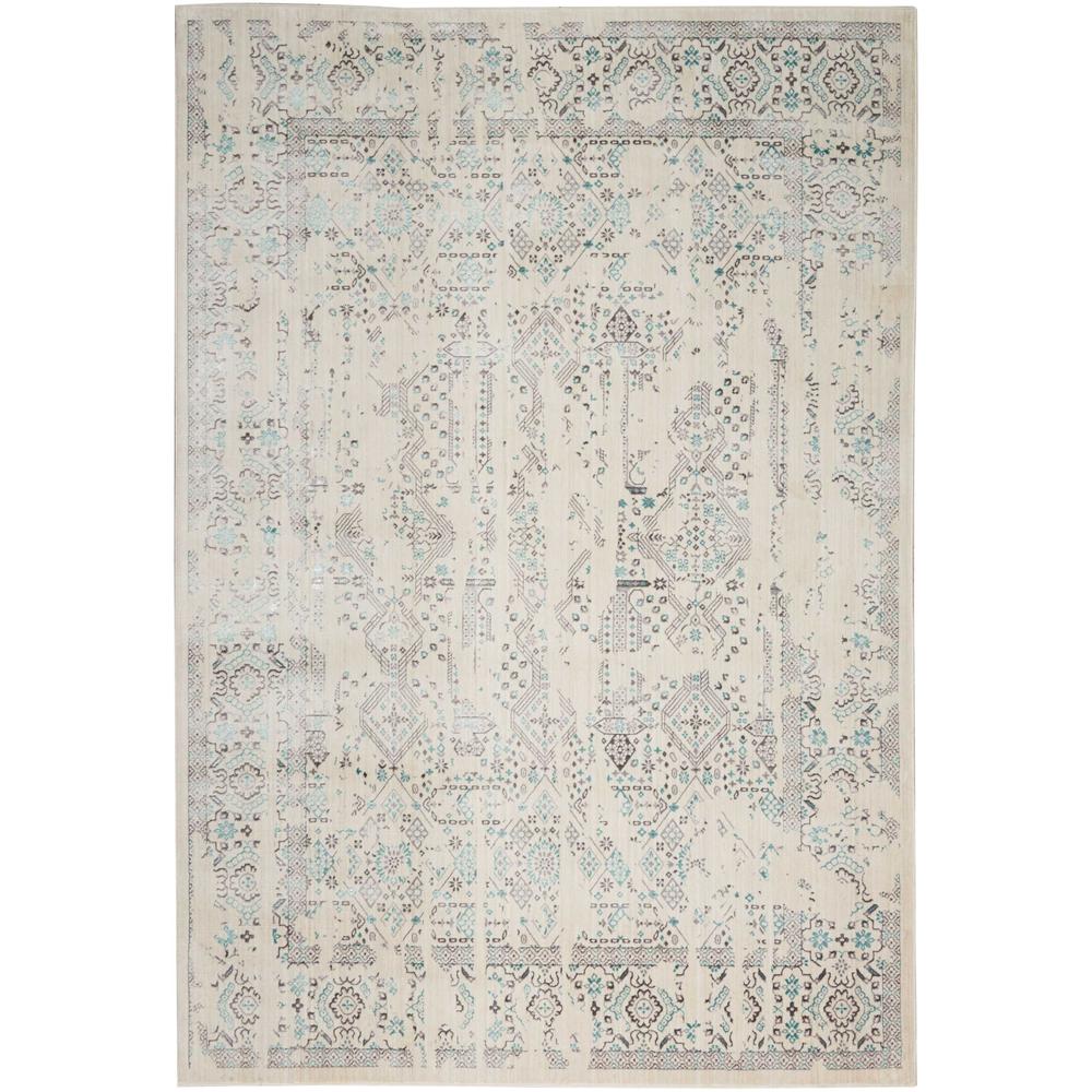 KI34 Silver Screen Area Rug, Ivory/Teal, 5'3" x 7'3". Picture 2