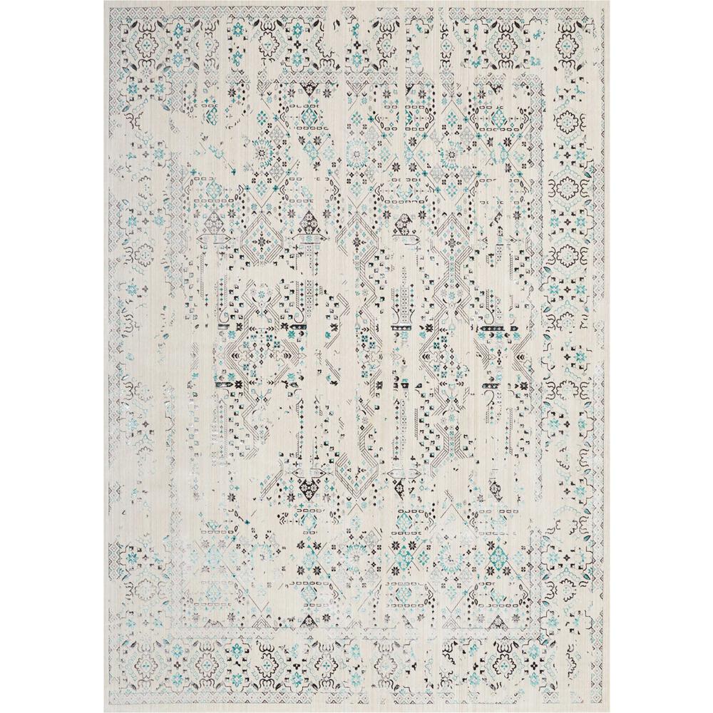 KI34 Silver Screen Area Rug, Ivory/Teal, 9'10" x 13'2". Picture 2