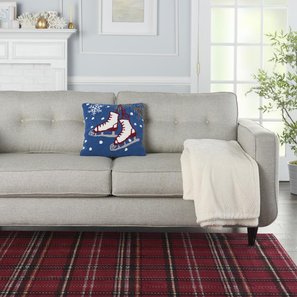 Mina Victory Home For The Holiday Ice Skates 18" x 18" Multicolor Indoor Throw Pillow. Picture 7