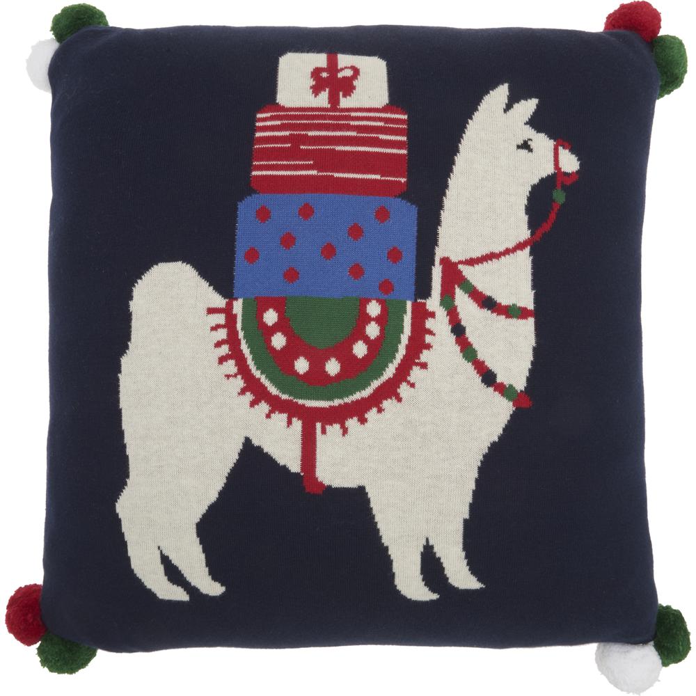 Mina Victory Holiday Pillows Holiday Llama 20" x 20" Multicolor Indoor Throw Pillow. Picture 3