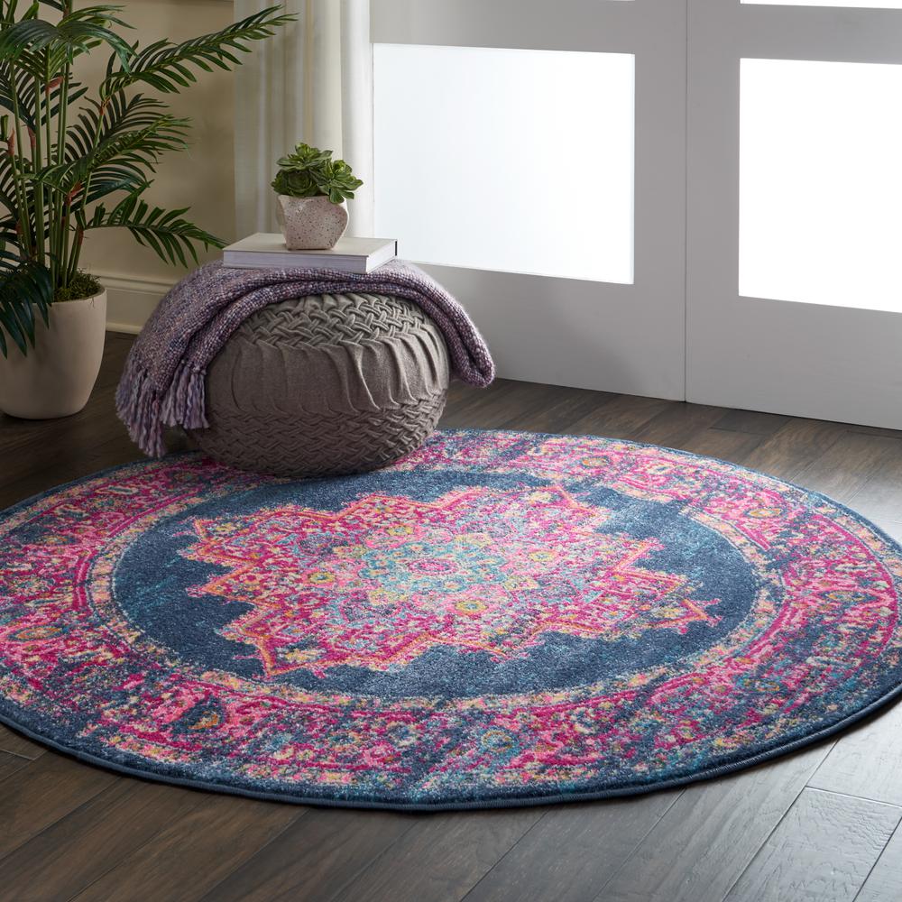 Passion Area Rug, Blue, 5'3" x ROUND. Picture 4