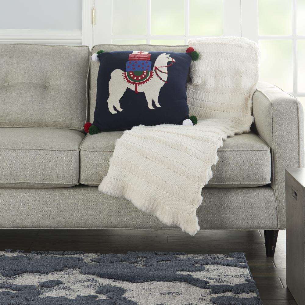 Mina Victory Holiday Pillows Holiday Llama 20" x 20" Multicolor Indoor Throw Pillow. Picture 9