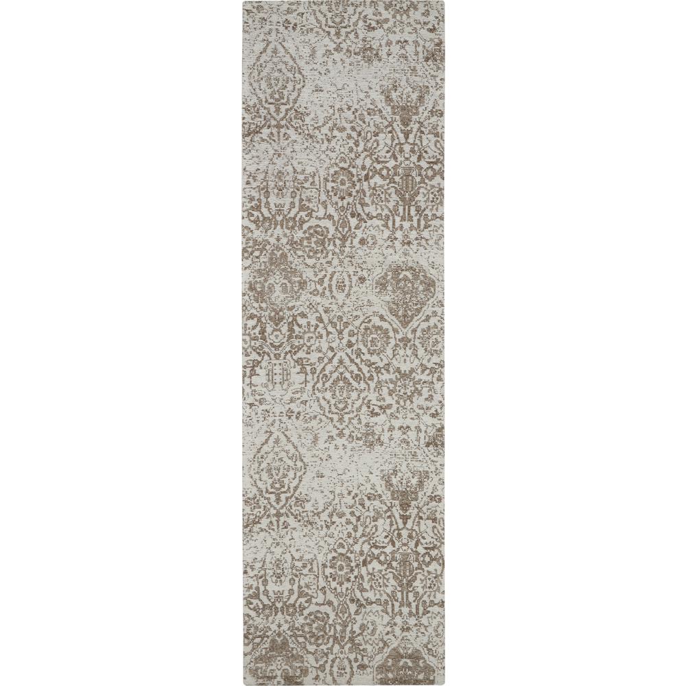 Damask Area Rug, Ivory, 2'3" x 7'6". Picture 1