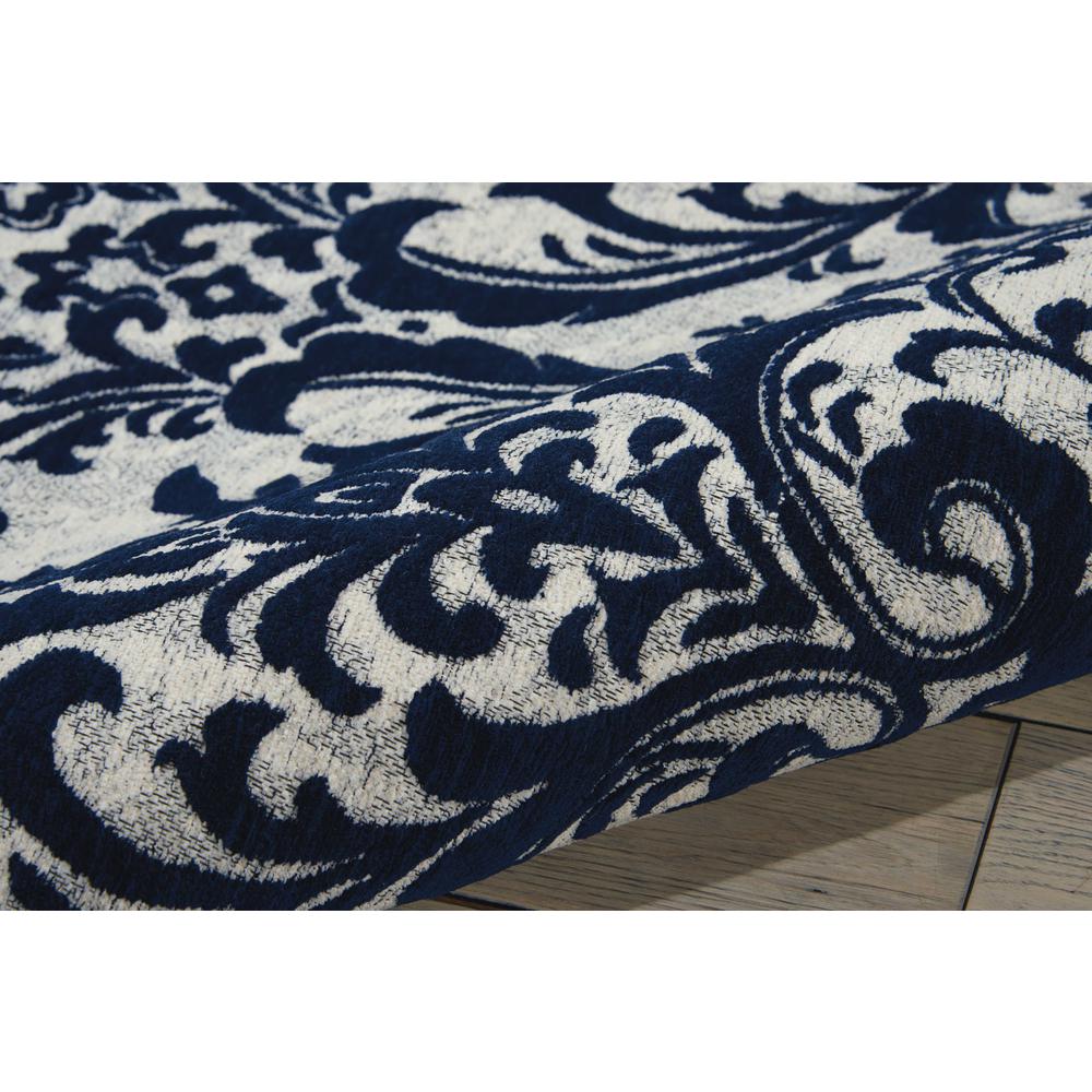 Damask Area Rug, Ivory/Navy, 5' x 7'. Picture 3