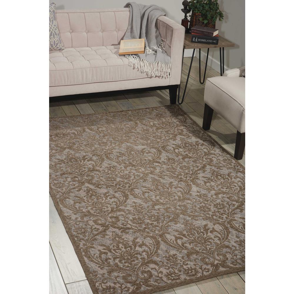 Damask Area Rug, Grey, 5' x 7'. Picture 4