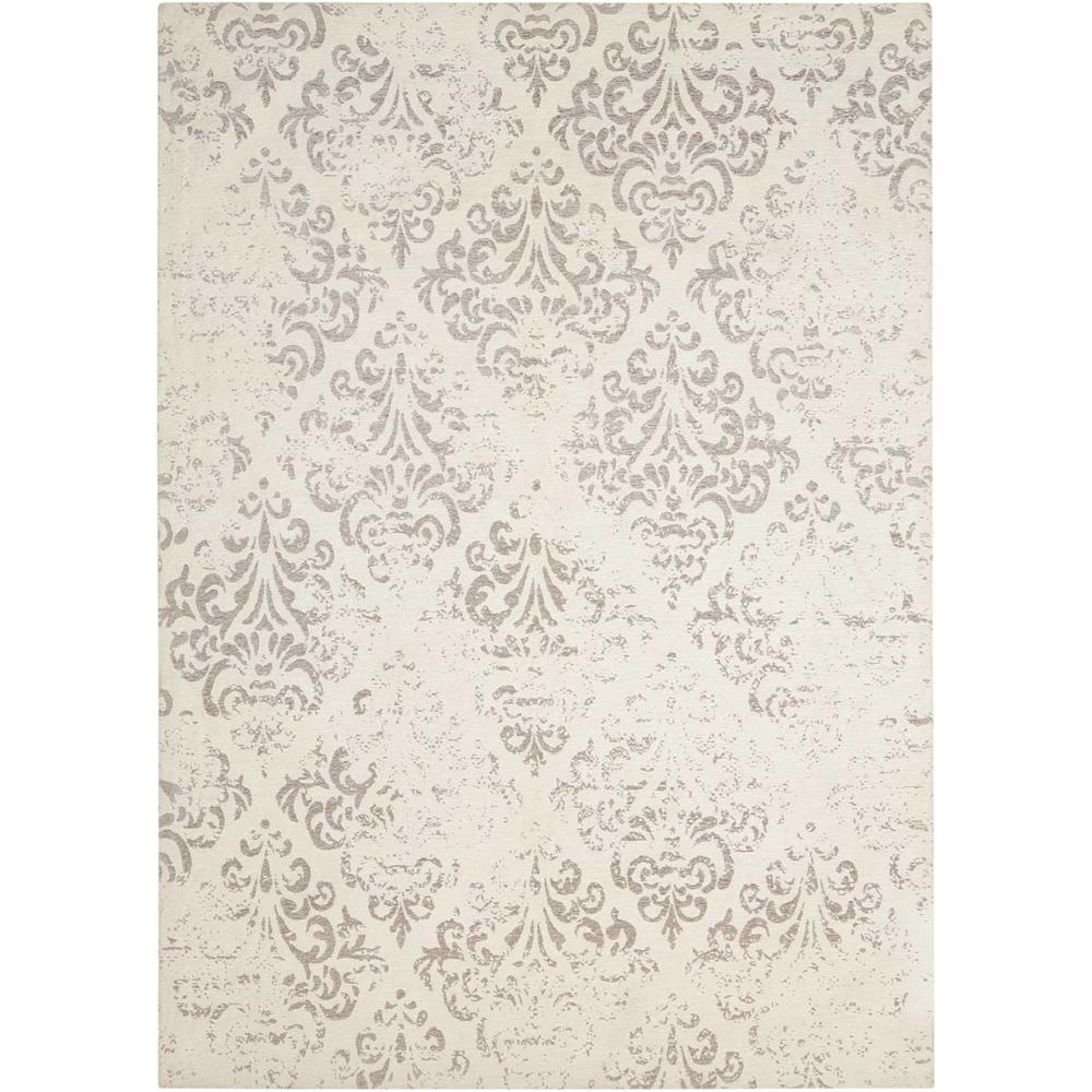 Damask Area Rug, Ivory, 5' x 7'. Picture 1