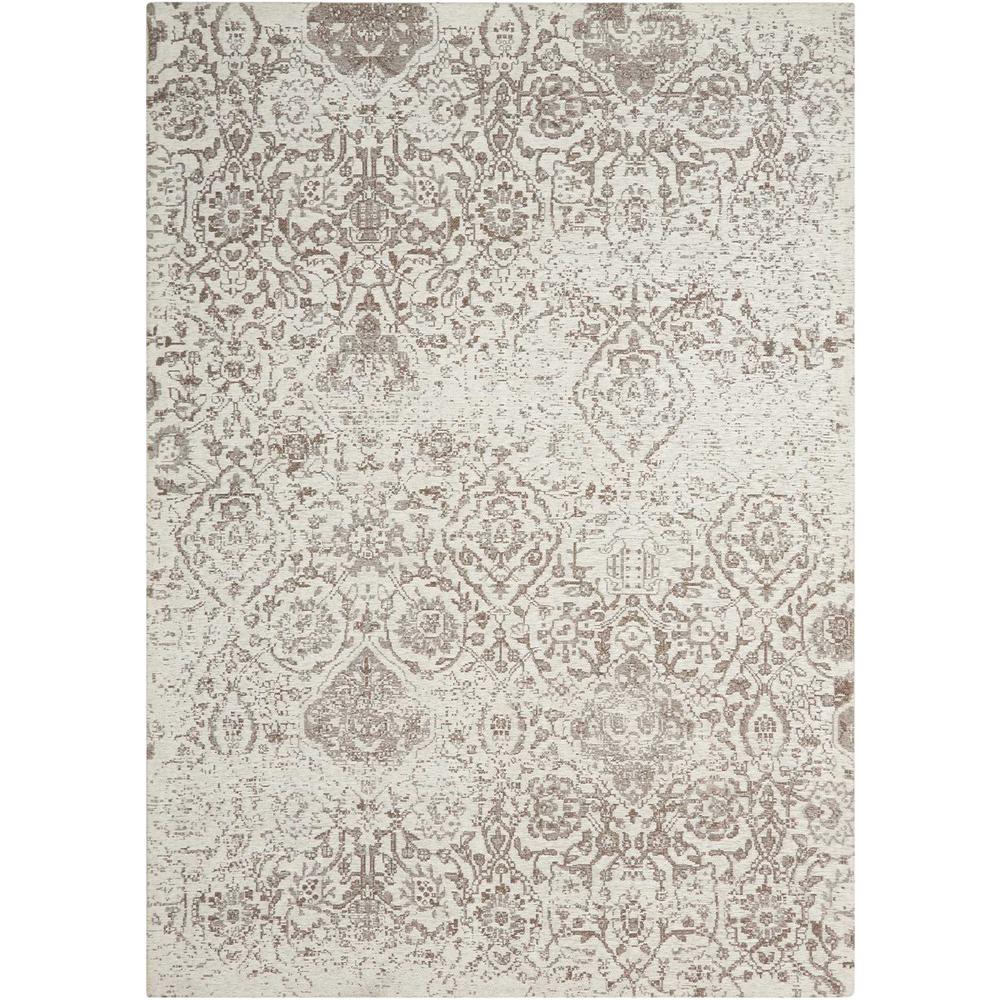 Damask Area Rug, Ivory, 5' x 7'. Picture 1