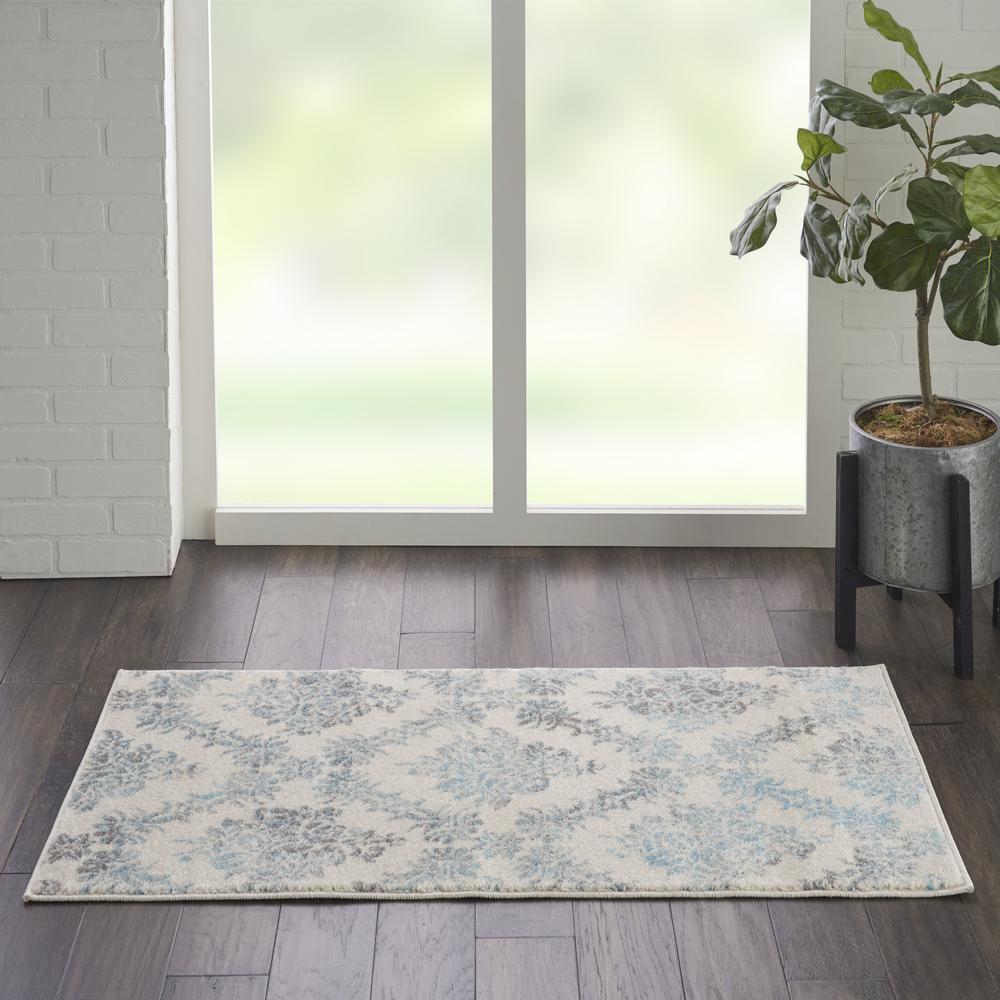 Tranquil Area Rug, Ivory/Turquoise, 2' X 4'. Picture 3