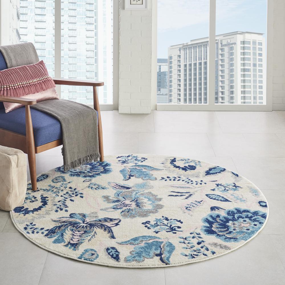 Tranquil Area Rug, Ivory/Light Blue, 5'3" X ROUND. Picture 3
