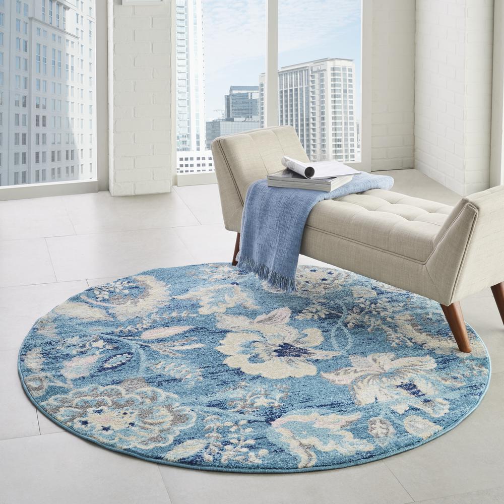 Tranquil Area Rug, Turquoise, 5'3" X ROUND. Picture 6
