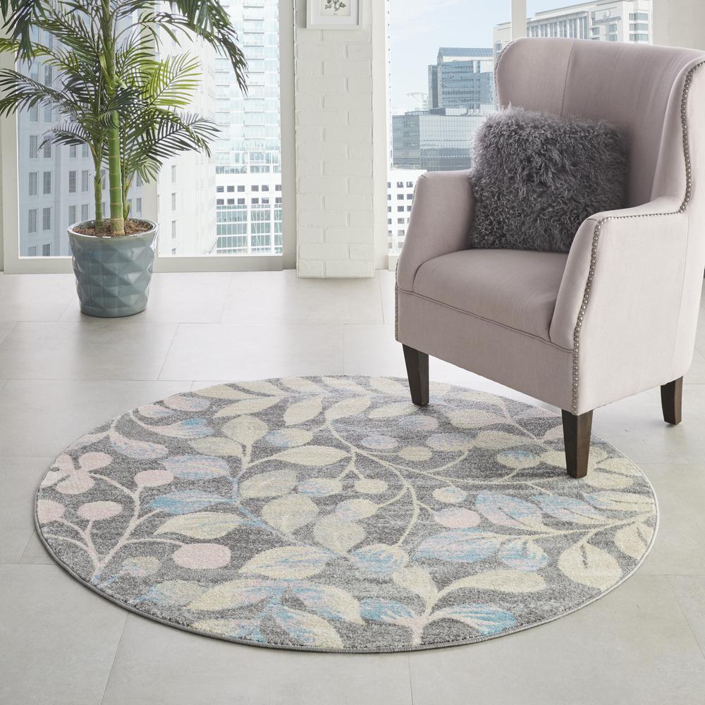 Tranquil Area Rug, Grey/Beige, 5'3" X ROUND. Picture 3