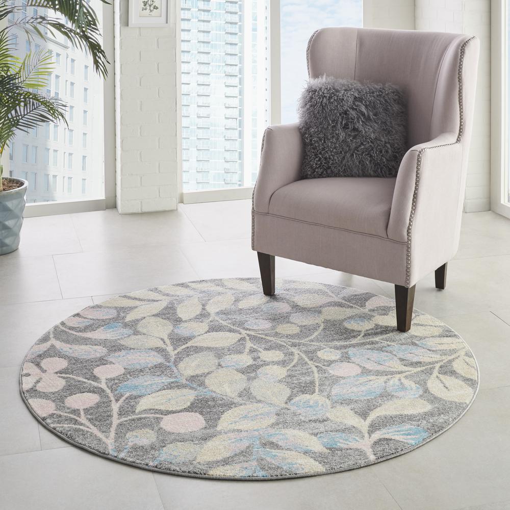 Tranquil Area Rug, Grey/Beige, 5'3" X ROUND. Picture 6